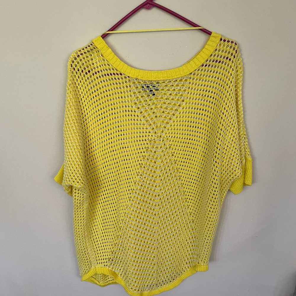 Yellow Knit Mesh like sweater